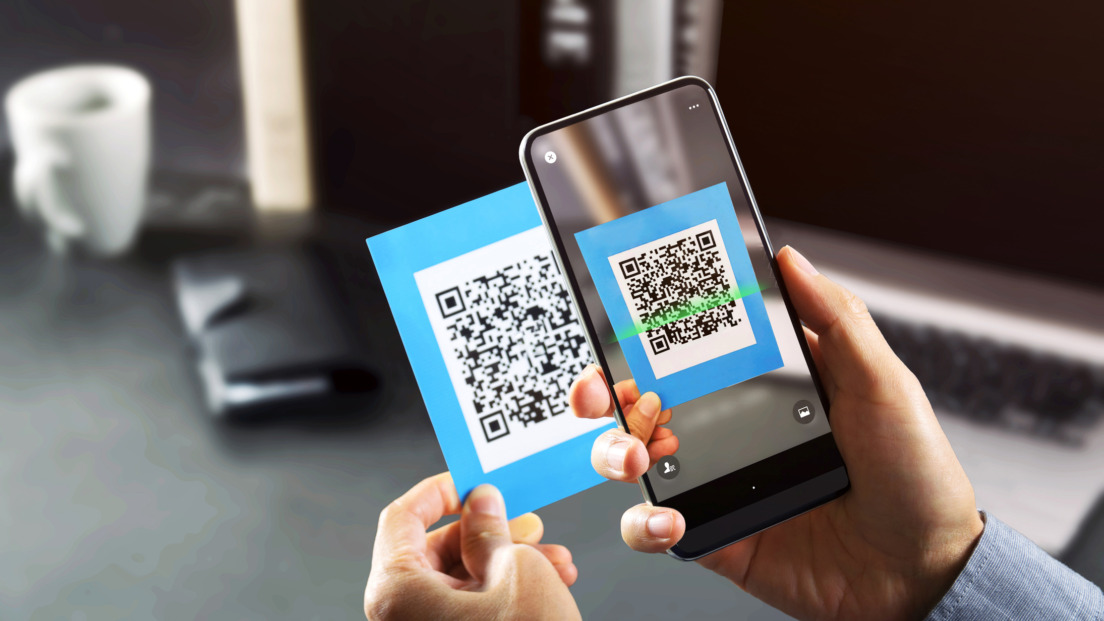 Pay or log in using QR code.