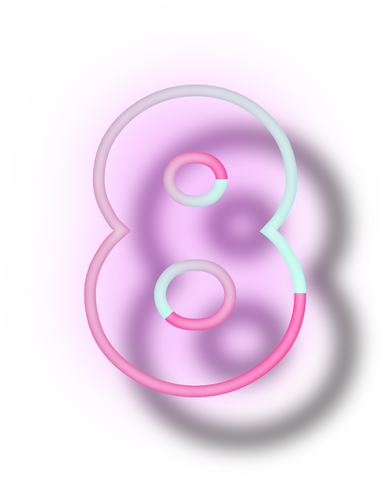 Neon Number Font 8